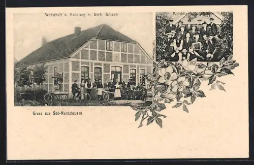 AK Süd-Mentzhausen, Gasthaus und Handlung von Gerh. Janssen, Preiskegeln