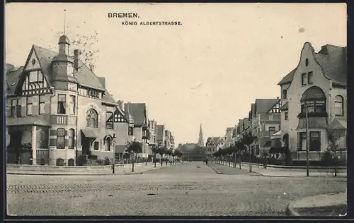 AK Bremen, König Albertstrasse mit Kreuzung