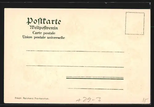 Passepartout-Lithographie Frankenthal / Pfalz, Neue Post, Lindenblätter