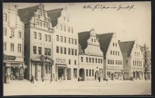 Foto-AK Zerbst, Gasthof u. Fleischerei zum grünen Anker, Zerbster Zeitung