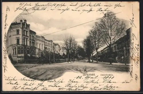 AK Bremen, Schleifmühle - Strasse mit Häuseransichten