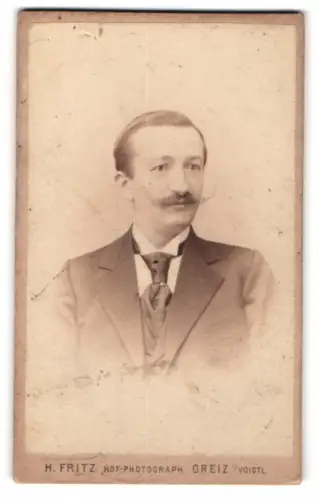 Fotografie H. Fritz, Greiz, Weststrasse 6, Porträt eines eleganten Herrn