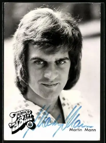 AK Musiker Martin Mann schaut in die Kamera, Autograph
