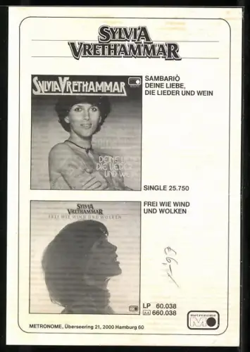 AK Musikerin Sylvia Vrethammar im Portrait, Autograph