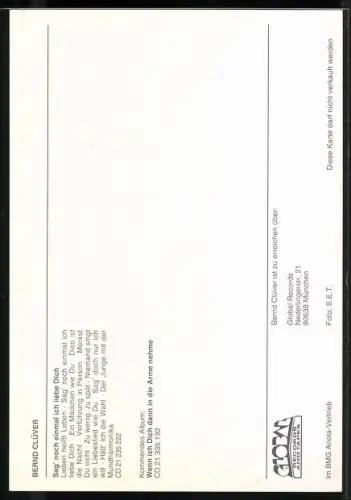 AK Musiker Bernd Clüver im Portrait, Autograph