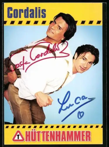 AK Musiker Costa Cordalis mit Lucas Cordalis, Autograph