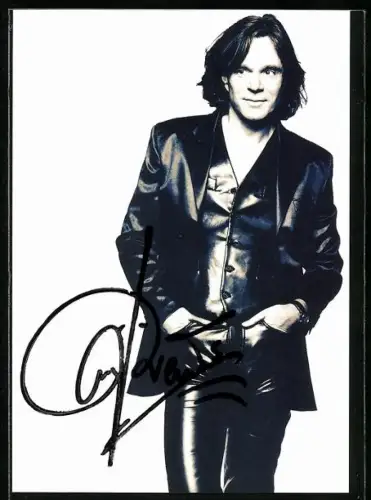AK Musiker Jürgen Drews im schwarzen Lederanzug, Autograph