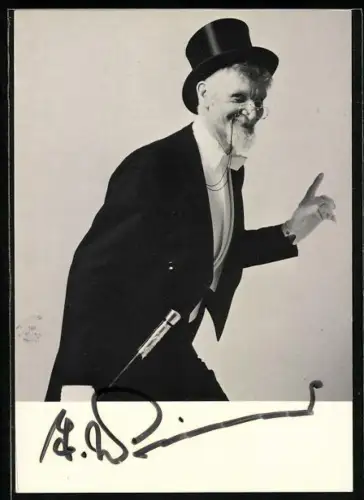 AK Musiker Teddy Wiener im Anzug mit Stock und Zylinder, Autograph