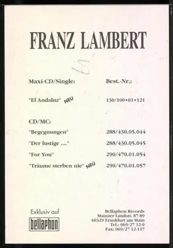 AK Musiker Franz Lambert im Portrait, Autograph