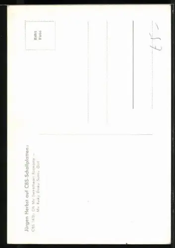 AK Musiker Jürgen Herbst lacht den Betrachter an, Autograph