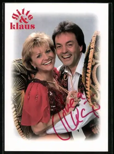 AK Musiker-Duo Gitte und Klaus im Portrait, Autograph
