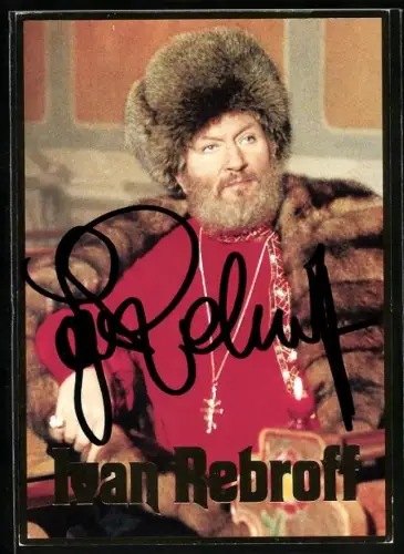AK Musiker Ivan Rebroff im Pelz mit Pelzmütze, Autograph