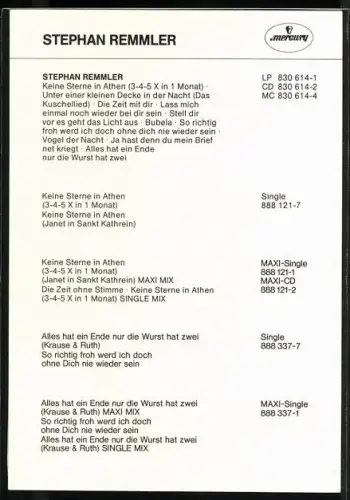 AK Musiker Stephan Remmler schaut in die Kamera, Autograph