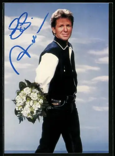 AK Musiker G. G. Anderson mit Blumenstrauss, Autograph