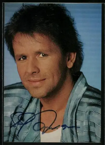 AK Musiker G. G. Anderson im gestreiften Hemd portraitiert, Autograph