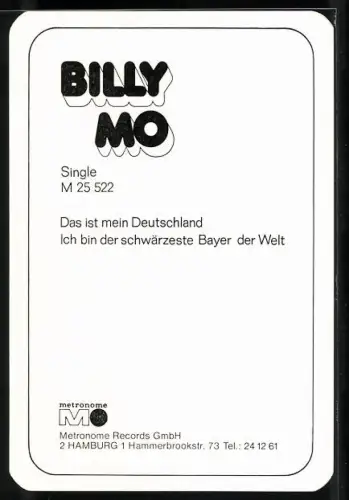 AK Musiker Billy Mo lächelt in die Kamera, Autograph