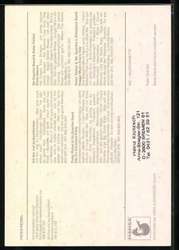 AK Musiker Peter Petrel im Portrait, Autograph