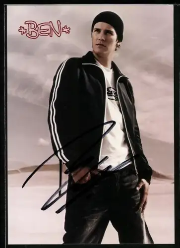 AK Musiker Ben im Sportanzug mit Mütze, Autograph