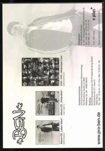 AK Musiker Ben im Sportanzug mit Mütze, Autograph