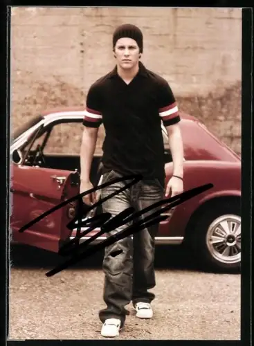 AK Musiker Ben vor Sportwagen, Autograph