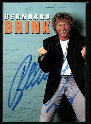 AK Musiker Bernhard Brink im gestreiften Sakko, Autograph
