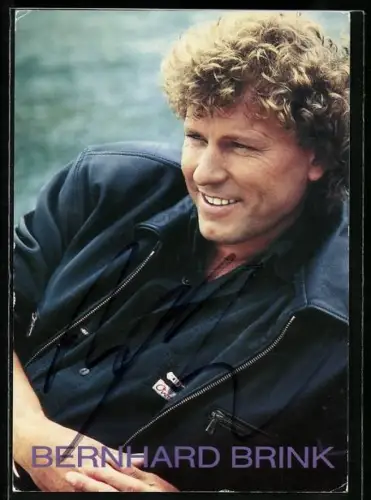 AK Musiker Bernhard Brink in Lederjacke, Autograph