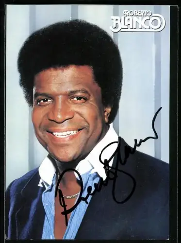 AK Musiker Roberto Blanco mit charmantem Lächeln, Autograph