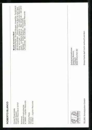 AK Musiker Roberto Blanco mit charmantem Lächeln, Autograph