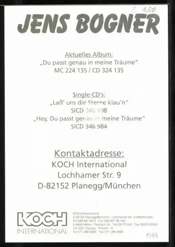 AK Musiker Jens Bogner lächelt in die Kamera, Autograph