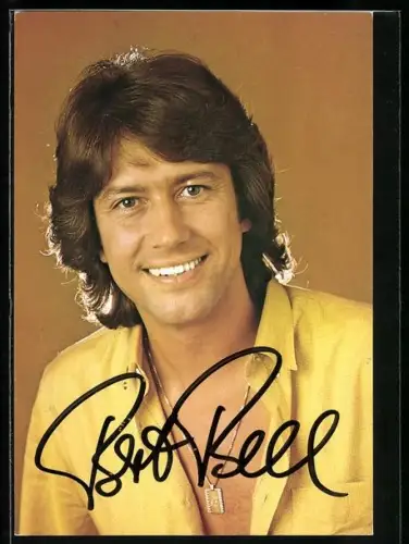 AK Musiker Bert Beel im gelben Hemd portraitiert, Autograph