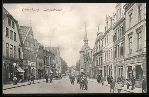 AK Oldenburg / Gr., Langestrasse mit Geschäften