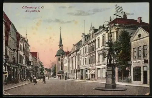 AK Oldenburg i. O., Langestrasse mit Geschäften