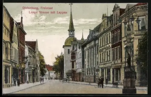 AK Oldenburg / Gr., Lange Strasse mit Geschäften und Lappan