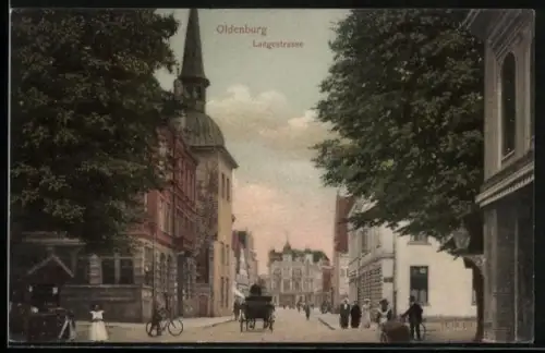 AK Oldenburg / Gr., Langestrasse mit Passanten