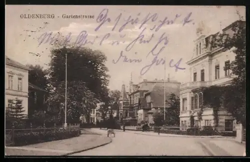 AK Oldenburg / Gr., Gartenstrasse mit Bäumen