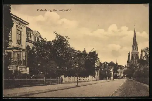 AK Oldenburg / Gr., Blick in die Gartenstrasse