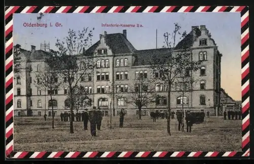 AK Oldenburg i. Gr., Infanterie-Kaserne mit Soldaten