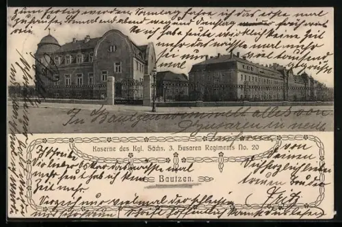 AK Bautzen, Kaserne des Kgl. Sächs. Husaren-Regiments No. 20