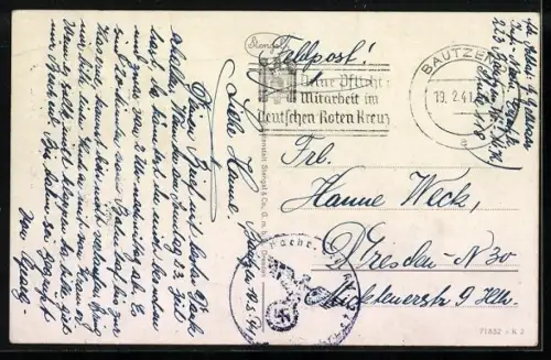 AK Bautzen, König-Albert-Kaserne in der Löbauerstrasse aus der Vogelschau