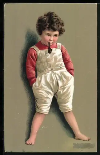 AK Frechdachs, Knabe mit Pfeife