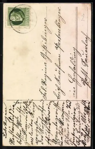 AK Glückwunsch zum Geburtstage, Kind mit Vergissmeinnicht und Bernhardiner