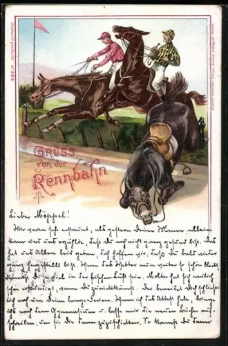 AK Pferd stürzt beim Hindernisreiten