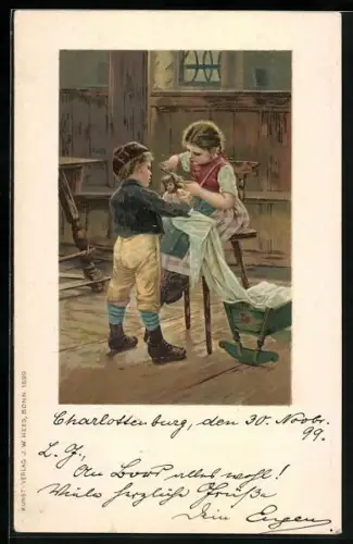 AK Kinder schneiden Puppe die Haare