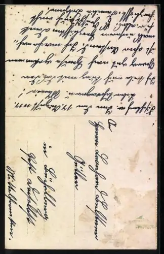 Künstler-AK Gott schütze unsere Lieben im Felde, Mutter & Sohn im Gebet am Hofkreuz