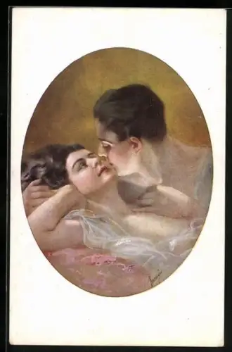 Künstler-AK G. Guerzoni: Liebespaar schaut sich tief in die Augen