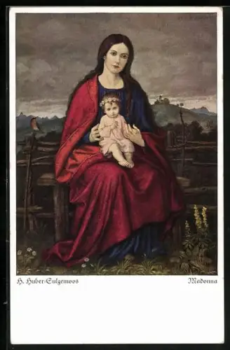 Künstler-AK Hans Huber-Sulzemoos: Madonna mit Kind