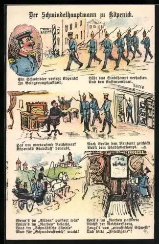 Künstler-AK Berlin-Köpenick, Der Schwindelhauptmann zu Köpenick