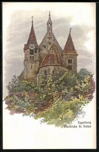 Künstler-AK Eggenburg, Pfarrkirche St. Stefan
