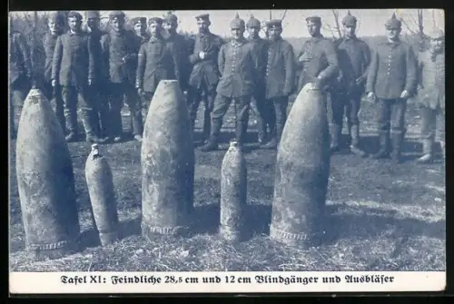 AK Feindliche 28, 5 cm & 12 cm Blindgänger & Ausbläser