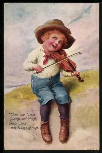 Künstler-AK sign. Franz Würbel: Junge mit Geige